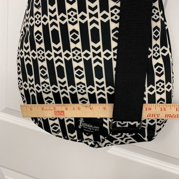 Initials Sling Backpack NWOT black & white with adjustable wide strap - Picture 5 of 9